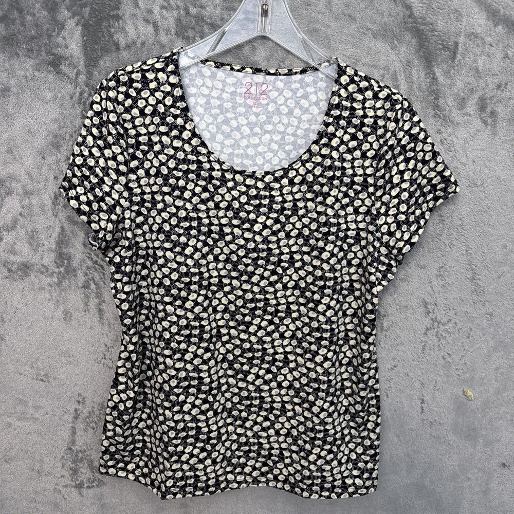 212 Collection Women's Geometric Top  Size XL black white pullover